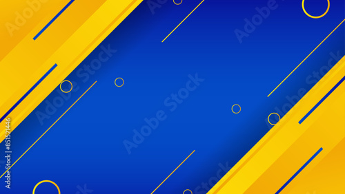 Gradient blue and yellow geometric models background. Simple design template