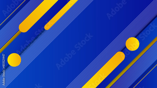 Gradient blue and yellow geometric models background. Simple design template