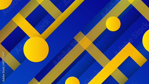 Gradient blue and yellow geometric models background. Simple design template