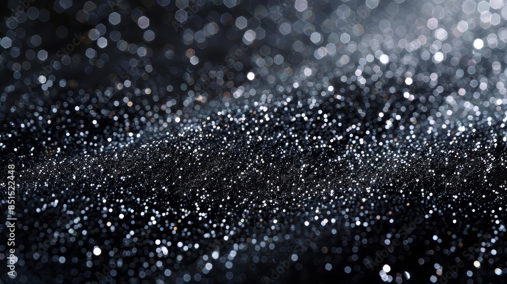 Silver Glitter Texture on Black Background Silver Glitter Texture on Black Background