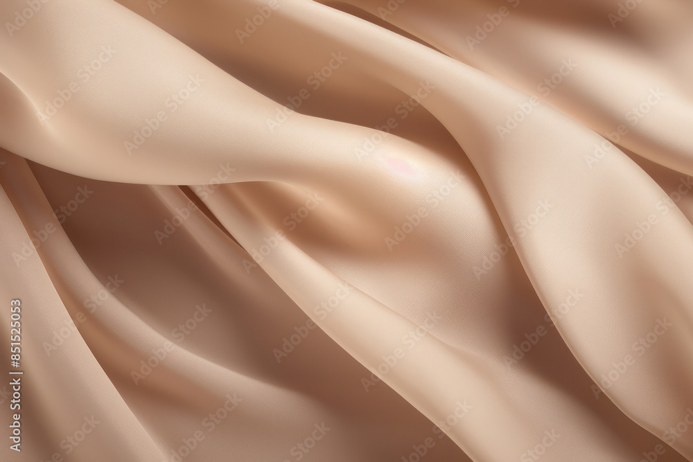 Fototapeta premium Processed collage of smooth wavy beige light brown satin silk cloth fabric texture. Background