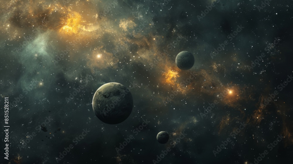 Planets in space galaxy Planets in space galaxy