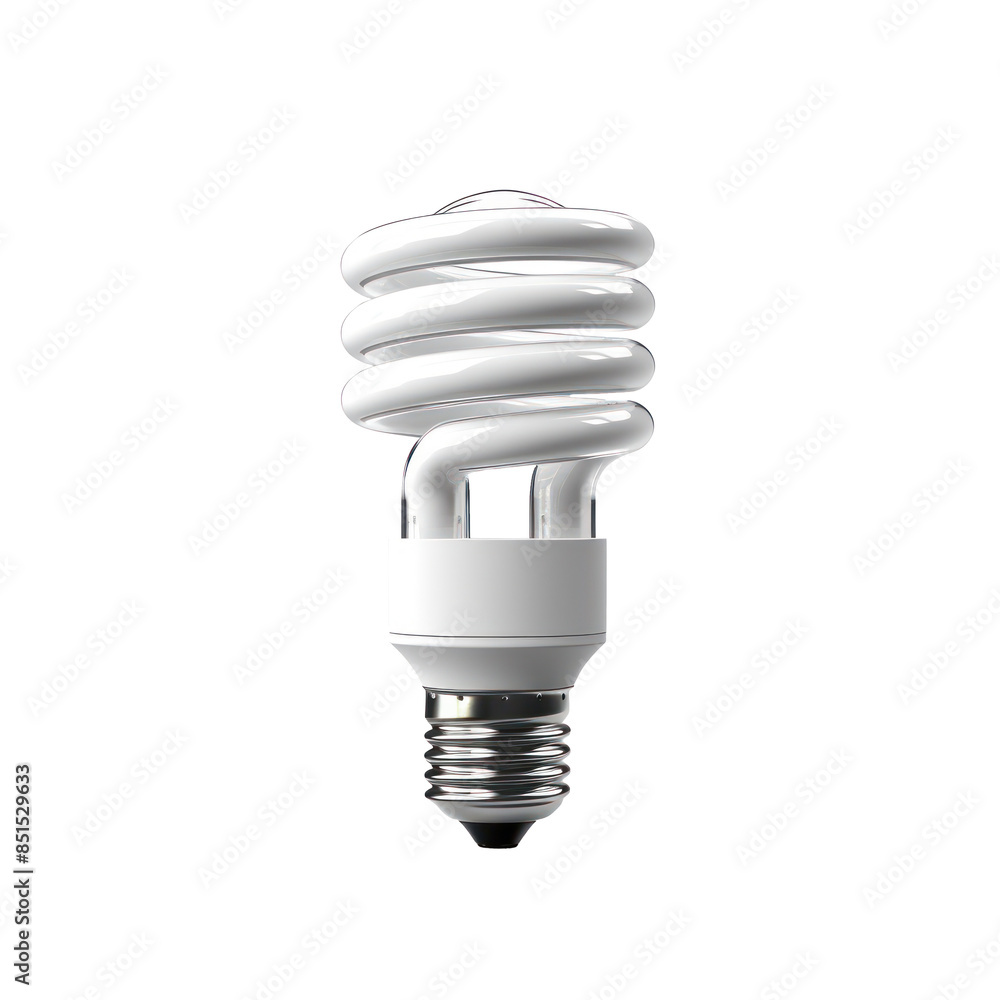 Fluorescent Energy Saving Light Bulb with Spiral Design on Isolated Background. Fluorescent Energy Saving Light Bulb with Spiral Design on Isolated Background.