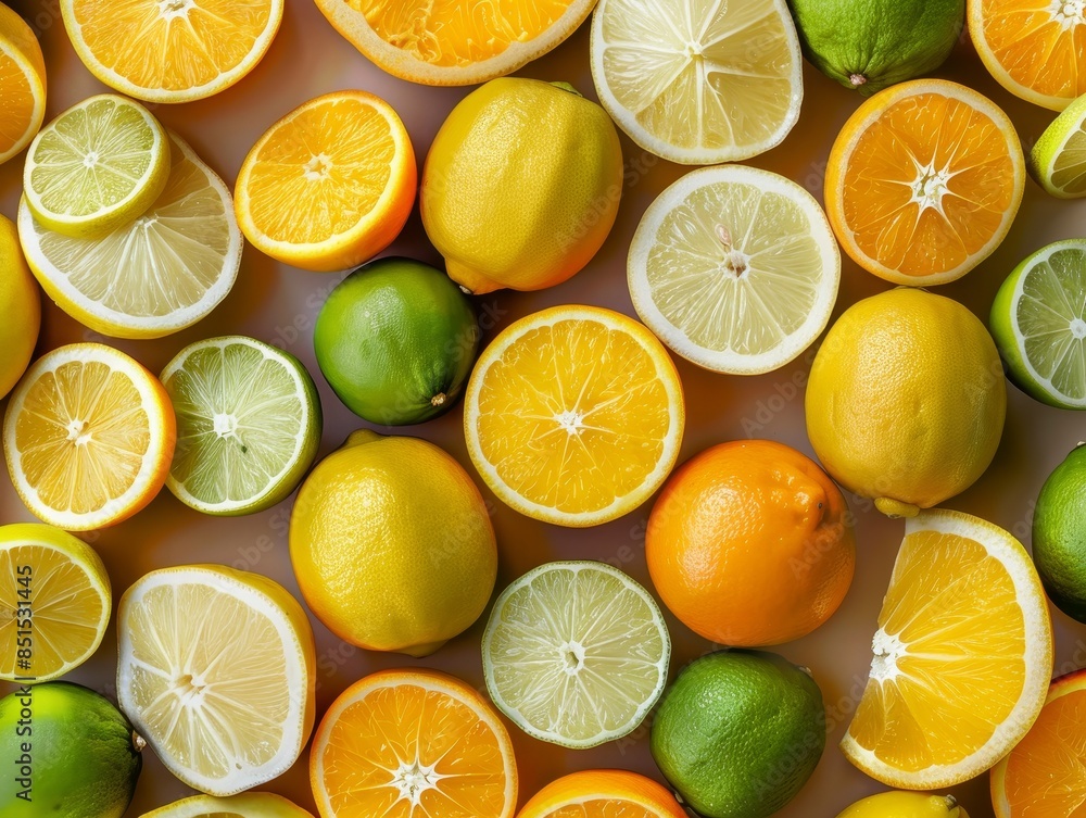 A close up of oranges and limes A close up of oranges and limes