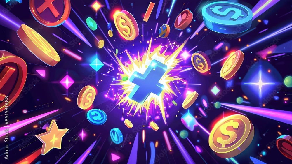 Fototapeta premium Cyberpunk Style Creative Elements Exploded View