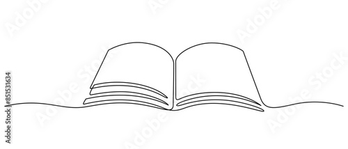 open book one line drawing continuous
