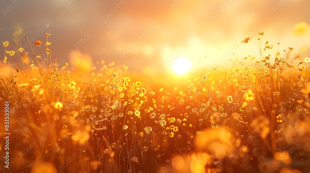 Golden Sunset Meadow Landscape Ideal for Product Presentation or Evening Fashion Showcase Golden Sunset Meadow Landscape Ideal for Product Presentation or Evening Fashion Showcase
