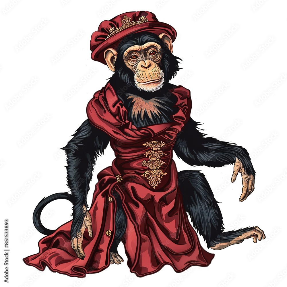 Obraz premium Monkey vintage glam dress
