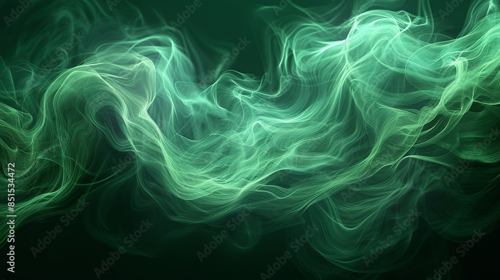 Ethereal swirls of green dance across a canvas of muted black, evoking a sense of mystery and intrigue. Abstract Backgrounds Illustration, Minimalism, Ethereal swirls of green dance across a canvas of muted black, evoking a sense of mystery and intrigue. Abstract Backgrounds Illustration, Minimalism,