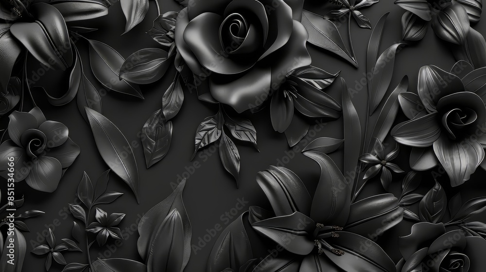 Black Floral Arrangement With Lilies and Roses Black Floral Arrangement With Lilies and Roses