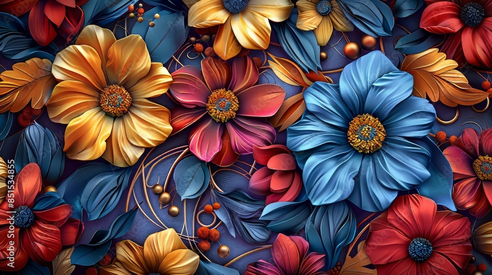 Fototapeta premium Colorful 3D Floral Arrangement