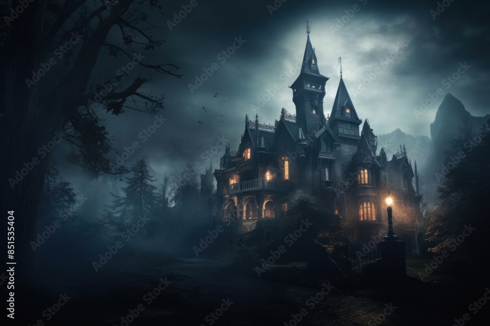Spooky old gothic castle architecture building outdoors. Spooky old gothic castle architecture building outdoors.