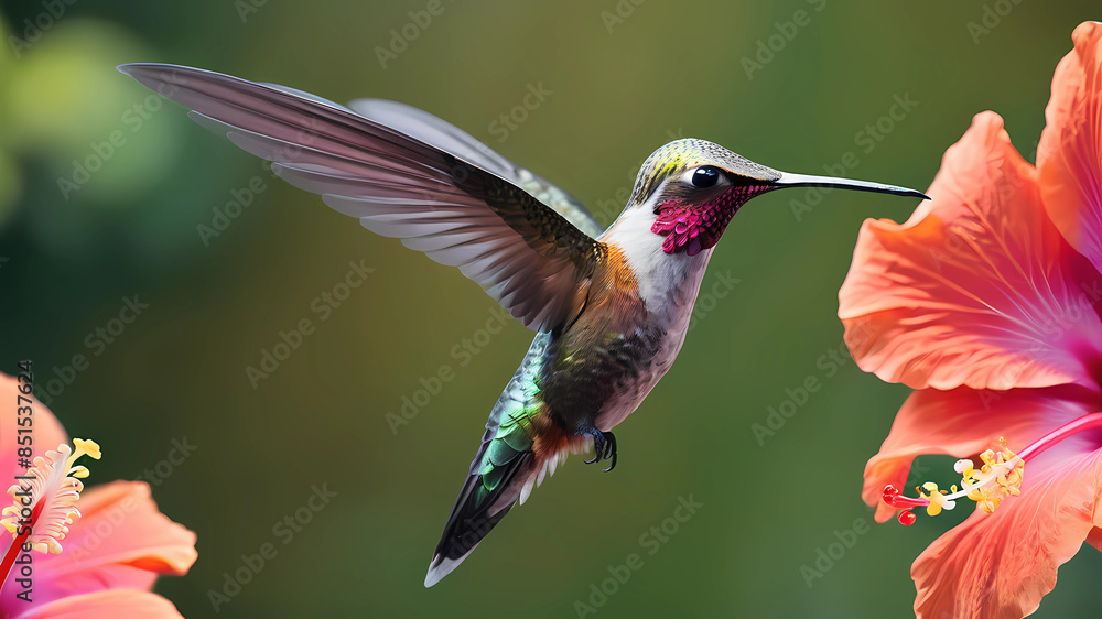 a hybrid creature hummingbird-hibiscus in one a hybrid creature hummingbird-hibiscus in one