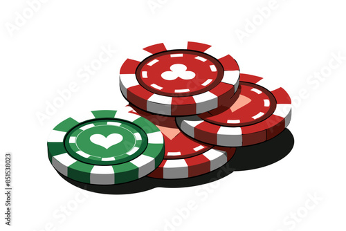 Floating casino chips modern flat design simple vector illustration isolated transparent background;