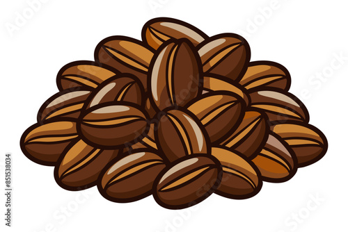 Coffee beans floating isolated on transparent background modern flat design simple vector illustration isolated transparent background;