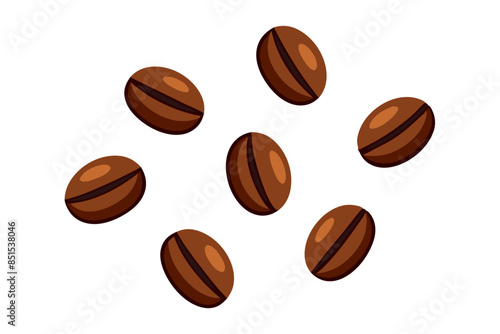 Coffee beans floating isolated on transparent background modern flat design simple vector illustration isolated transparent background;