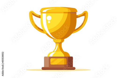 Trophy cup Champion trophy shiny golden cup sport award Winner prize champions celebration winning concept modern flat design simple vector illustration isolated transparent background