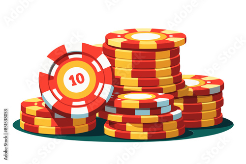 Floating casino chips modern flat design simple vector illustration isolated transparent background;