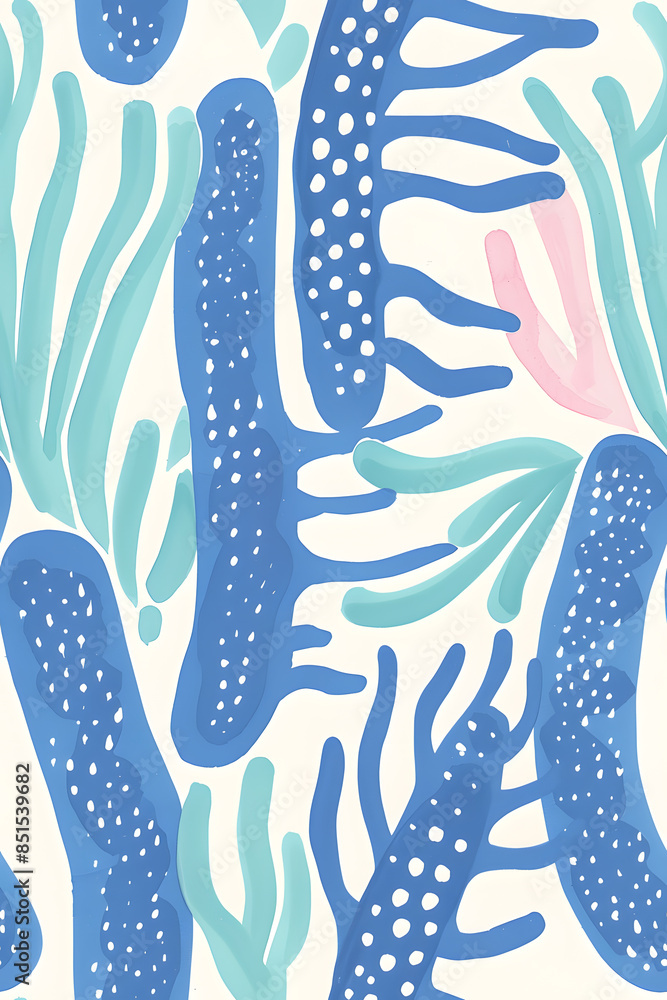 Naklejka premium Cartoon seamless pattern of watercolor microorganisms amoeba isolated on white background