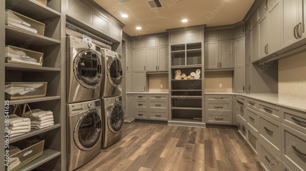 spacious and modern laundry room with efficient appliances, ample storage, and a folding area to streamline household chores spacious and modern laundry room with efficient appliances, ample storage, and a folding area to streamline household chores