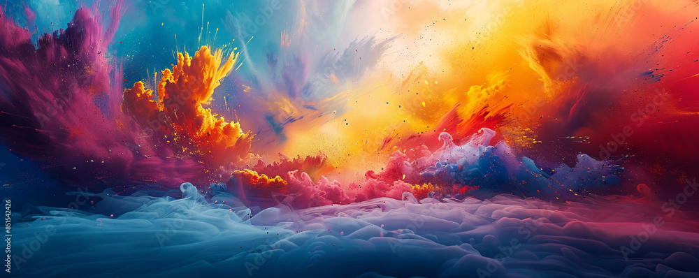 A burst of vibrant colors exploding across a canvas, creating a sense of chaotic energy. A burst of vibrant colors exploding across a canvas, creating a sense of chaotic energy.