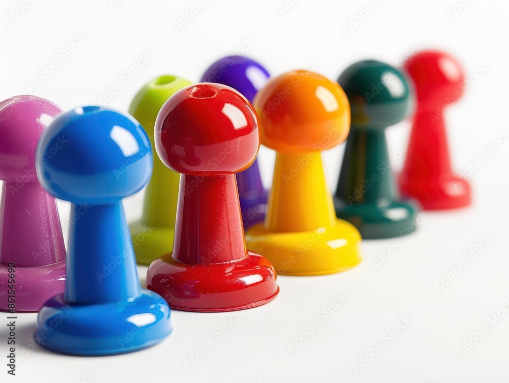 Push pins in bright, vibrant colors isolated on white background Push pins in bright, vibrant colors isolated on white background
