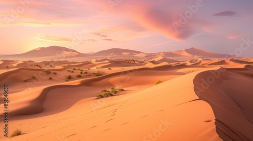 Saharan Sunset Over Golden Dunes