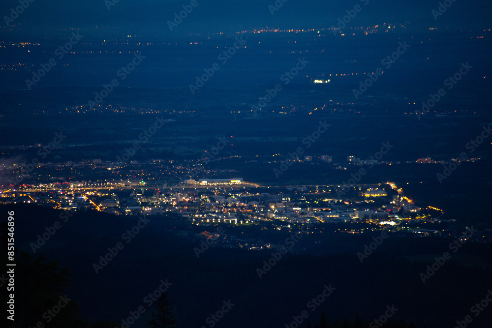 Fototapeta premium aerial view on the lights of night town