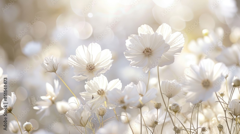 White flowers against a dreamy backdrop, capturing the essence of purity and tranquility White flowers against a dreamy backdrop, capturing the essence of purity and tranquility
