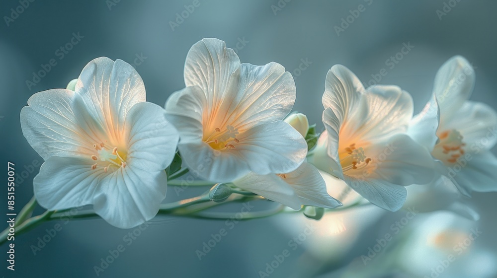 Fototapeta premium Detailed macro of delicate freesia blossoms.,mobile wallpaper style,iphone wallpaper style