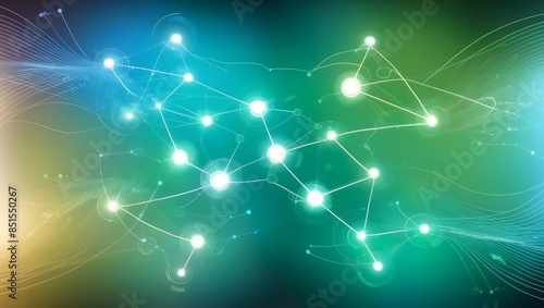 abstract background communication network line with blue-tone dots with an orange dot, realistic background, multiple lines