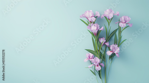 Wallpaper Mural A bouquet of purple statice flowers on a blue background. Torontodigital.ca
