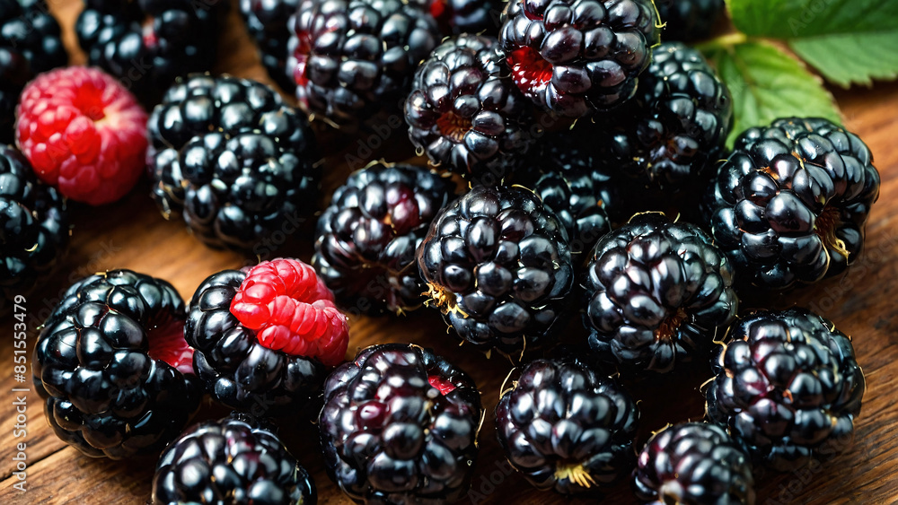 Healthy organic blackberries on a wooden background naturalcore Healthy organic blackberries on a wooden background naturalcore