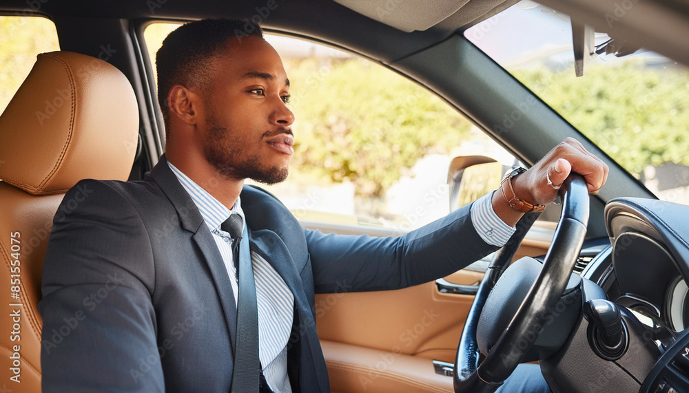 Entrepreneurial Journey: Businessman Thinking While Driving Entrepreneurial Journey: Businessman Thinking While Driving
