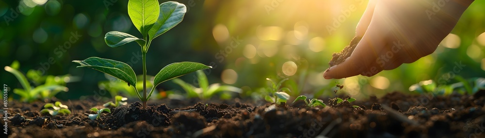 Fototapeta premium Nurturing New Growth in a Community Garden Embracing the Energy of Fresh Beginnings