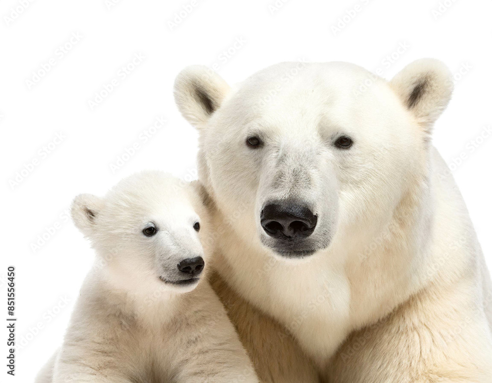 Eisbär mit baby isoliert auf weißen Hintergrund, Freisteller Eisbär mit baby isoliert auf weißen Hintergrund, Freisteller