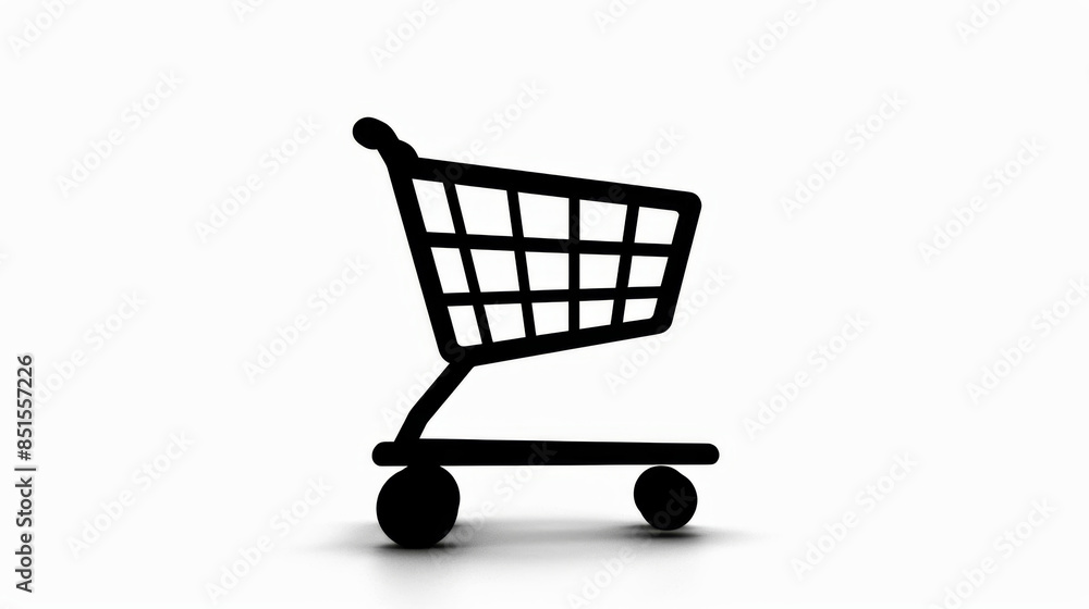 black silhouette of shopping cart icon isolated on white background black silhouette of shopping cart icon isolated on white background