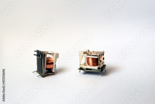 Vászonkép Inside of small cradle electromechanical relays