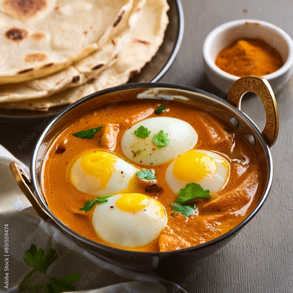 South indian cuisine food egg curry also called anda kari, anda curry, anda bhajji or anda masala South indian cuisine food egg curry also called anda kari, anda curry, anda bhajji or anda masala