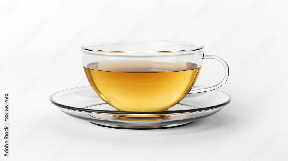 glass cup of tea with saucer isolated on white background glass cup of tea with saucer isolated on white background