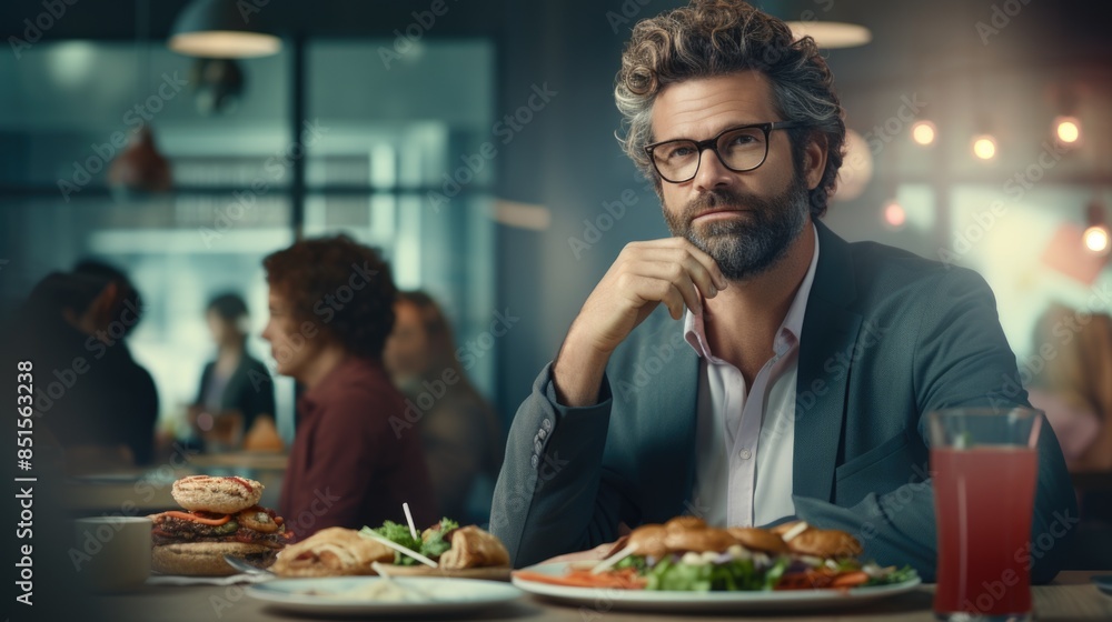 Sophisticated Man Contemplating in a Trendy Restaurant Sophisticated Man Contemplating in a Trendy Restaurant