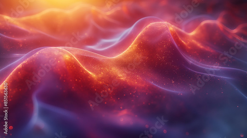 Background featuring abstract space waves. Sparkles and floating particles