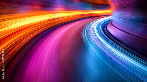 Colorful scene with bright light and particles of dust in the background