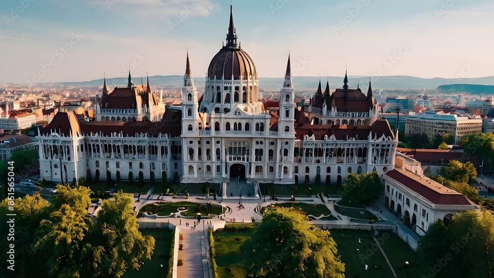 Obraz premium Fairytale world with an image of Budapest, Hungary's iconic Buda Castle AI-generated