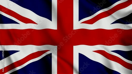 Flag of the United Kingdom of waving 3d animation. Seamless looping UK flag animation. United Kingdom
