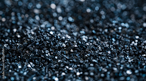 Plastik Granulat in schwarz / Carbon , Ein Haufen mit Kunststoffgranulat, PA6, ASA, PP, Glasfaser, schwarzes Kunststoffgranulat zur Produktvorstellung, Kunststofftechnik, Spritzgusstechnik, 3D Druck