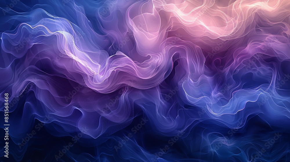 Obraz premium Dynamic swirls of indigo and sapphire, suggesting the ebb and flow of ocean currents. Abstract Backgrounds Illustration, Minimalism,