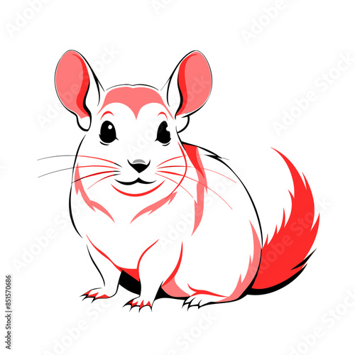  cute and fluffy chinchilla vector illustration in transparent format, perfect for designs requiring a small and adorable animal icon.