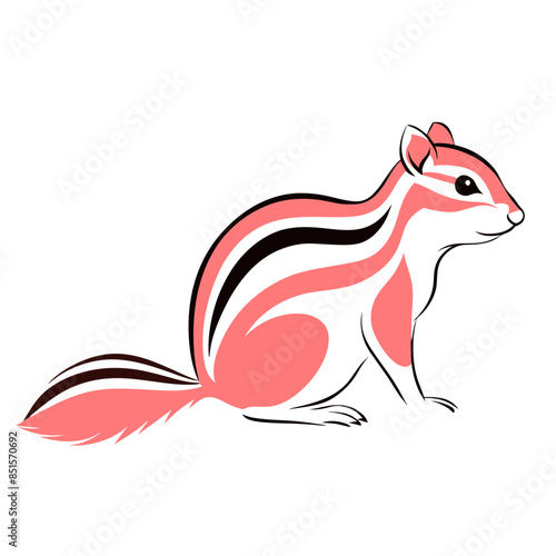 chipmunk in soft pink and white tones, profile view and minimalist design 