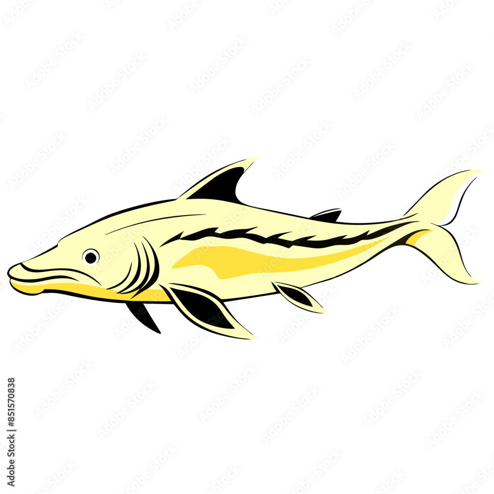 cartoon depiction of a sturgeon fish. cartoon depiction of a sturgeon fish.